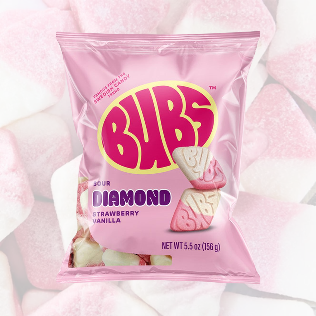 Bubs Strawberry Vanilla Sour Diamonds 150g