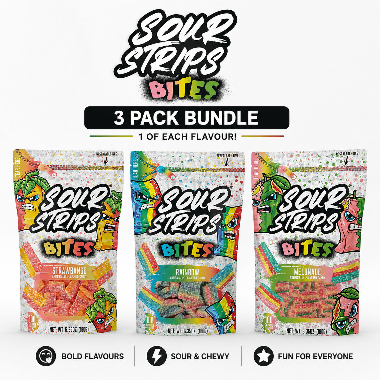 US Sour Strips Bites Bundle - 3 Pack