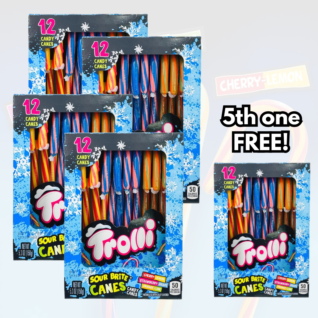 Trolli Sour Brite Candy Canes 5pk (Buy 4 Get 1 Free)